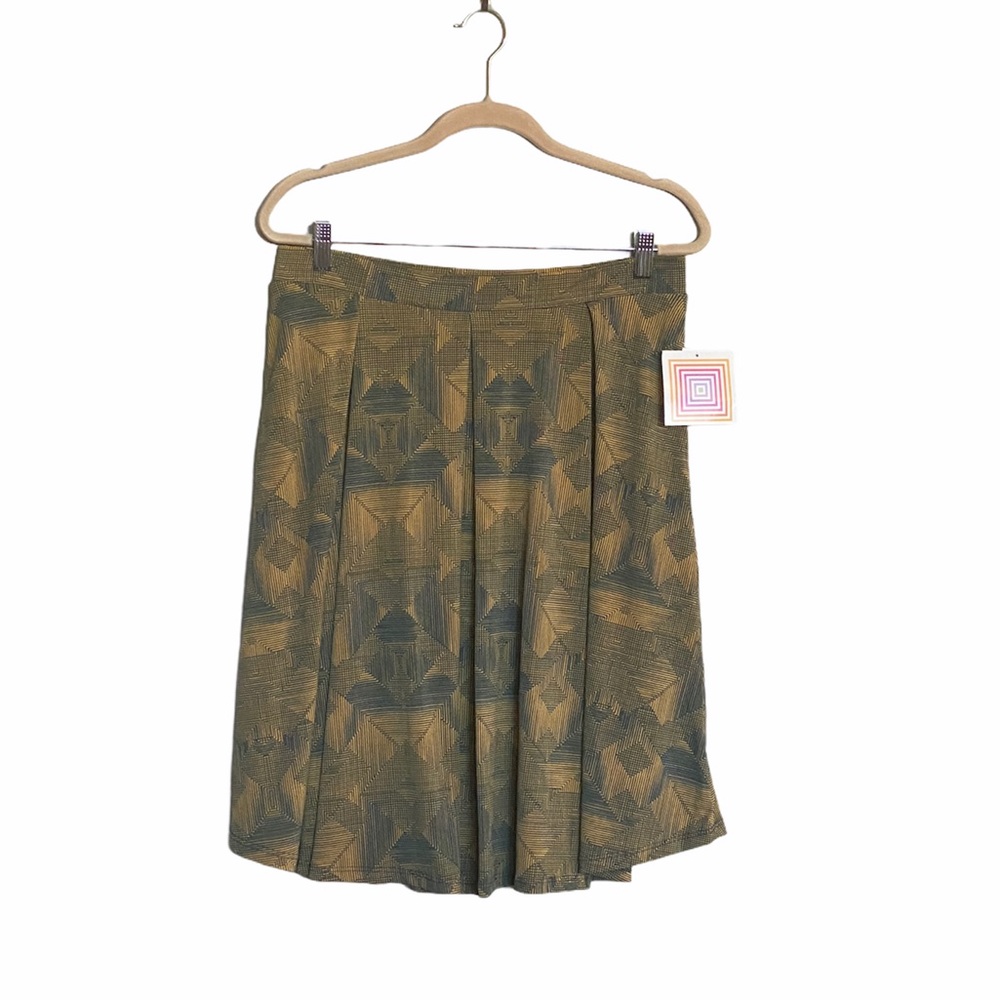 LuLaRoe MADISON Skirt Pockets Caramel Blue NWT…